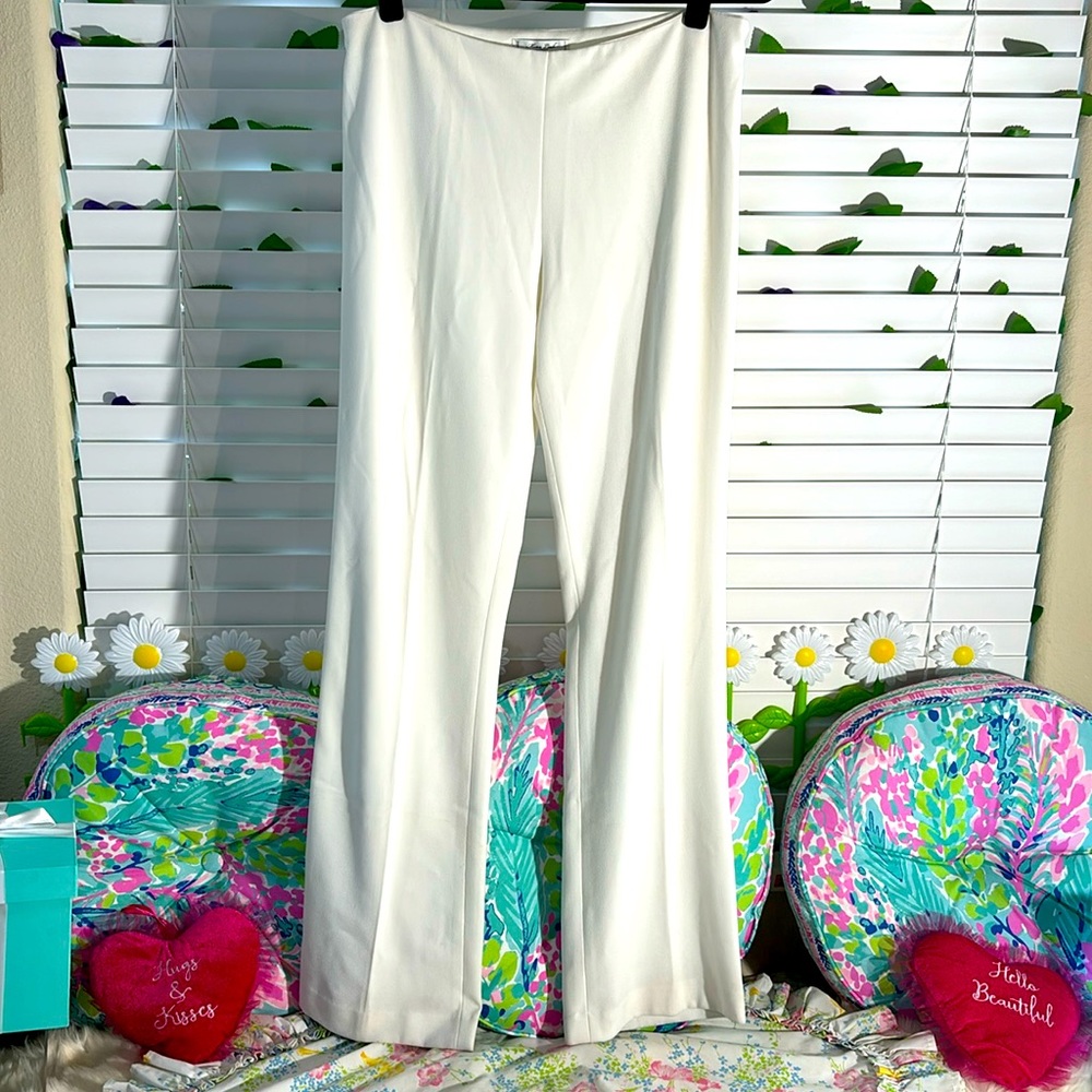 Mona Leah Couture Paris New York, long  white slacks 34” inseam